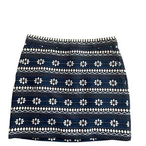 J.Crew skirt jacquard floral blue and black size 10